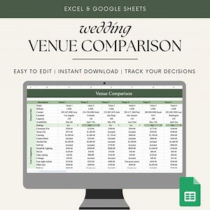 Wedding Venue Comparison Spreadsheet | Wedding Planner Google Sheets | Venue Comparison Digital Download | Price Comparison Wedding Planning - Etsy