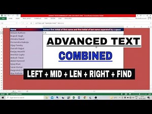 ADVANCE TEXT ( COMBINED ) LEFT+MID+LEN+RIGHT+FIND | ADVANCE TEXT FUNCTION IN EXCEL