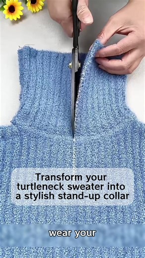 Transform your turtleneck sweater into a stylish stand-up collar! ♻️ #UpcycleFashion #DIYFashion #EcoFriendly #RepurposeOldClothes #SewingTutorial