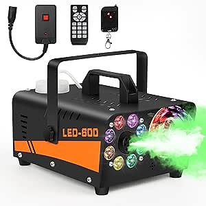 Fog Machine Halloween Outdoor, Smoke Machine with Disco Ball Lights, 600W Power and 3000CFM with 13 Colors LED Lights Wireless Remote Control, Perfect for Indoor, Parties, Halloween, Wedding, DJ Stage