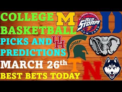 College Basketball Picks and Predictions March 25/26 Best Bets Today