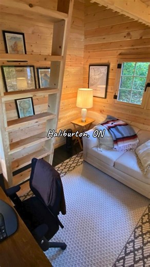 "We built a bunkie because we needed more space at the cottage and were also looking for a fun project. With the pandemic, we were working remotely more and needed two workspaces, and extra sleep space was something we always wanted. We had some help with the foundation and deck from a good friend who is a general contractor. The actual building of the bunkie itself was so straightforward it became a fun barn raising for us and our friends. We also hired a local company to do the roof, and a loc