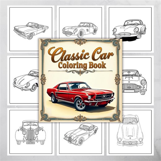 Classic Car Coloring Book | 30 Coloring Pages Digital Printable - Etsy Ireland