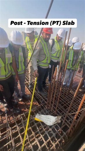 Apaha - Civil Engineering Training Institute on Instagram: "🌈 Post-Tension Slab (PT Slab) Commercial High-Rise Building Project A post-tension slab is a type of RCC slab in which high-strength steel tendons are placed inside the slab and tensioned after concrete gains initial strength. This creates compressive stress in the slab, reducing cracks and deflection. How PT slab works: Concrete is weak in tension. Post-tensioning applies force in the opposite direction of loads, making the slab stron