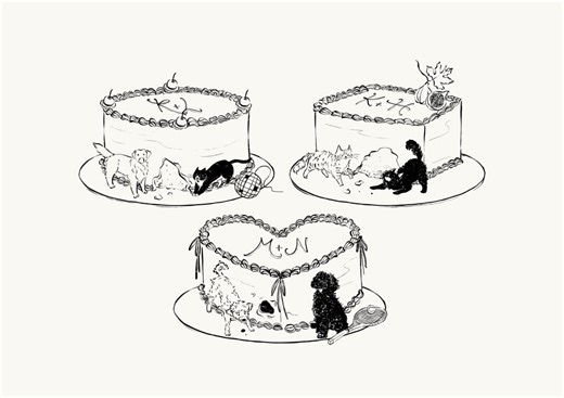 Custom Wedding Illustration With Pet on Cake, Personalized Dog Wedding Cake, Dogs Birthday Illustration, Anniversary Pet, Pet Portrait - Etsy