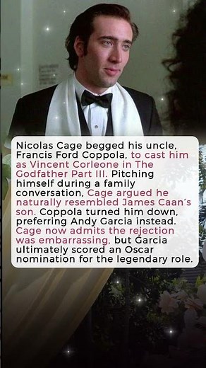 Nicolas Cage Pitched Coppola Godfather #NicolasCage #TheGodfather #FrancisFordCoppola #AndyGarcia