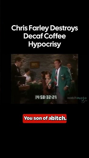 Farley losing his mind over decaf coffee