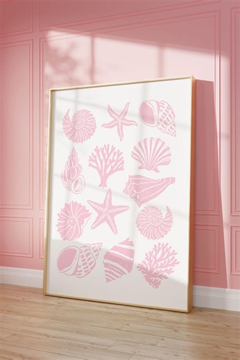 Pink Seashells Print: Beachy Coastal Wall Art Printable (instant Digital Download) - Etsy Canada
