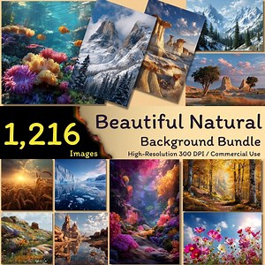 1,216 Beautiful Natural: Background Bundle, Realistic Nature Design, Landscape Scene, Digital Wallpaper, 300dpi (commercial Use) - Etsy