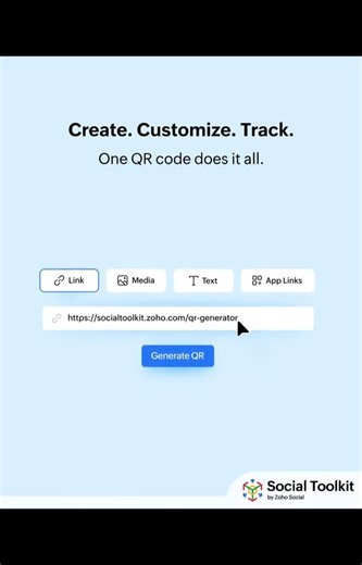 Turn any link into a branded, trackable QR code in seconds. Create, customize, and measure performance, all with the new QR Code Generator from Social Toolkit. 🔗📊 Try it now 👉🏼 https://socialtoolkit.zoho.com/qr-generator #QRCodeGenerator #SocialToolkit #ZohoSocial | Zoho Social