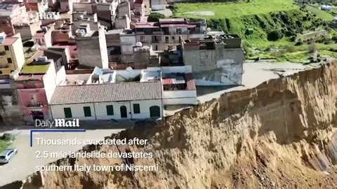 Monster landslide leaves Italian town perched on cliff edge
