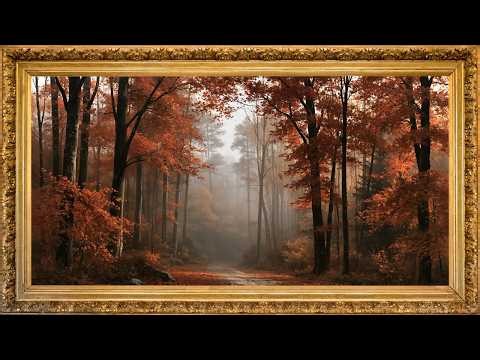 Misty Autumn Forest | Fall Free Frame TV Art Screensaver 4K | Cozy Jazz Ambience
