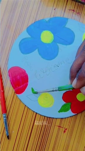 how to make welcome door hanger easy and beautiful painting #decorationtips #easydecor