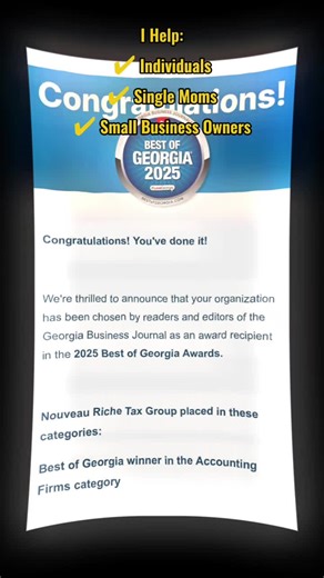 Tax Preparer with the best Tax Accounting Firm in Georgia. We service all 50 states. DM me for an interview to go over your tax scenario and my intake form #singlemom #taxes #taxpreparation #hasslefree