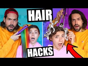 I'M TESTIN' TIKTOK HAIR HACKS WITH MY NIECE - (was the rainbow hair color too much? 😱 😂) - HUBY