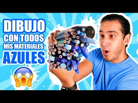 I DRAW WITH ALL MY BLUE MATERIALS!! Markers, Pencils, Watercolors, etc. | HaroldArtist