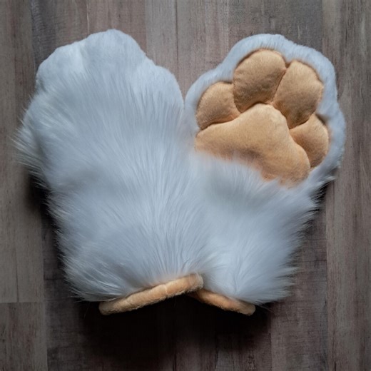 Fursuit Handpaws - Mitten-style Paws, White and Pale Pink - Etsy