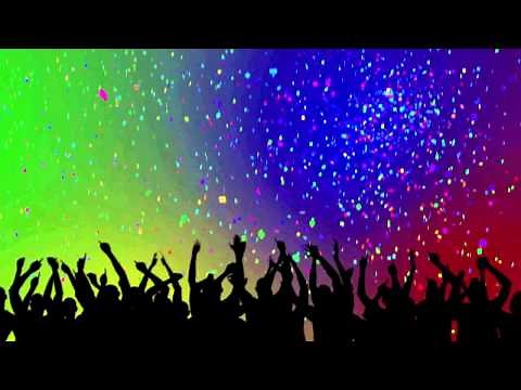 Party Crowd Silhouettes & Confetti Looping Background