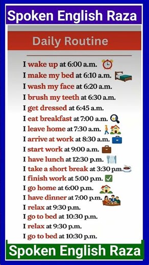 🔥 Daily Routine in English with Time | Learn Present Simple Easily (Beginner Friendly)