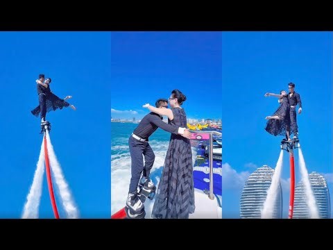 Flyboard ride is romantic💃They enjoying fly on water!#flyboard #romantic #outdoors #extremesports