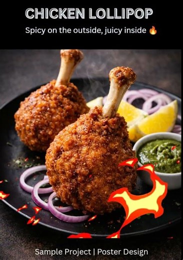 Chicken Lollipop Food Poster Design | Graphic Design Portfolio | Sample Project