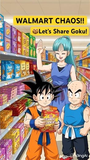 Goku Couldn’t Resist the Cookies at Walmart! 🍪#dragonball #kids #goku #ia #shorts #anime