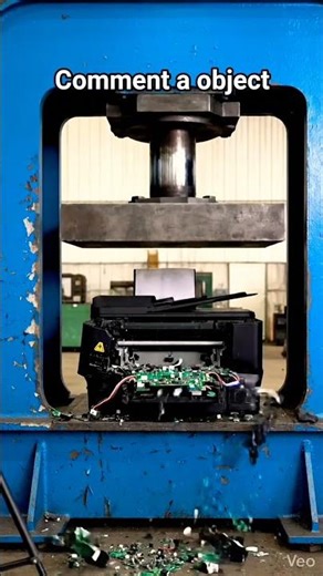 Hydraulic Press crushing Printer#AIExperiment #HydraulicPress #VirtualCrush #fypシ゚viral