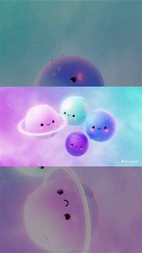 Cute Planets Dancing Together 🌍✨ Kawaii Space Animation | Shorts