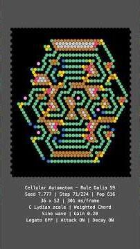 Automata Tune #cellularautomata #algorithmicart #shorts #mathart