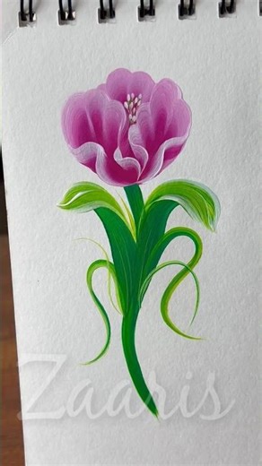 🩷💚One Stroke Painting🌸Gorgeous PINK flower acrylic🖌️🎨#shorts #pinkflowers #gorgeous #viral #yt