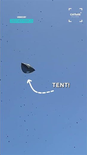 Tent Flies Off In Strong Winds