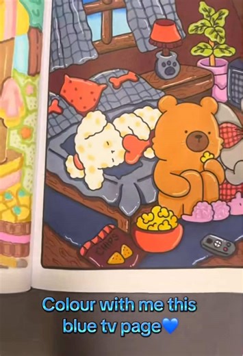 Blue tv page 📺🩷🫧 I loved coloring this page!! Book: Cozy Friends by @cocowyocoloring 🩷🫧 -Ele🪷 #colortok #foryoupage❤️❤️ #cocowyocoloringbook #cozyfriendscolouringbook #cozyfriendstvpage