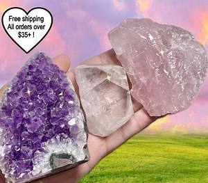 Healing Crystal Trio: Amethyst, Quartz, Rose Quartz - You Choose! - Etsy