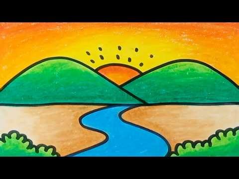 Cara Menggambar Pemandangan Gunung Yang Mudah Dan Indah |How To Draw Mountain Scenery Step By Step