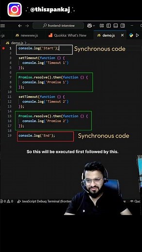 Can you guess the output of this #javascript #coding output question based on async and promise ?