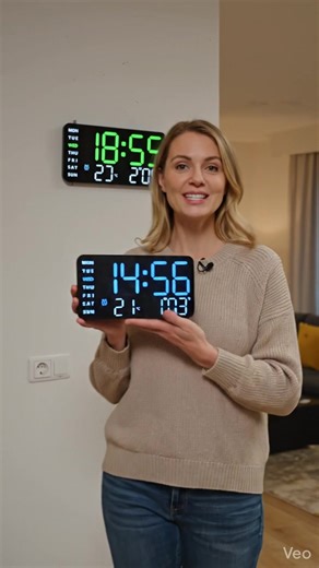 Große digitale LED Uhr mit Sprachsteuerung