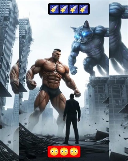 Giant Man vs Cat Fight 😼⚡ | AI Battle | shorts shortsfeed