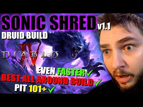 Diablo 4 - SONIC SHRED v1.1 Druid Build Guide (VERY STRONG) FASTEST SPEEDFARMING BUILD! Pit 101+