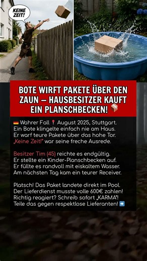 BOTE WIRFT PAKETE ÜBER DEN ZAUN — HAUSBESITZER KAUFT EIN PLANSCHBECKEN! 📦