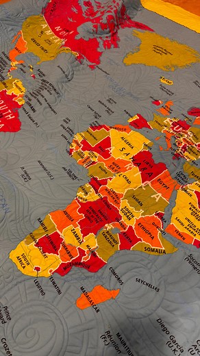 It’s a freaking map quilt!!! And it’s reversible!!! I’m so obsessed. This is a #customprintedquilttop from @honestfabric and designed by @mappingspecialists. This is a project that has been in the works for a while and I’m so happy to finally have been able to make it a reality! You can get 20% off your entire order at honestfabric.com when you use the code GIMME20 until the end of the month! Go stock up! #quilt #quilting #longarmquilting #computerizedquilting #customfabric #honestfabric #graffi