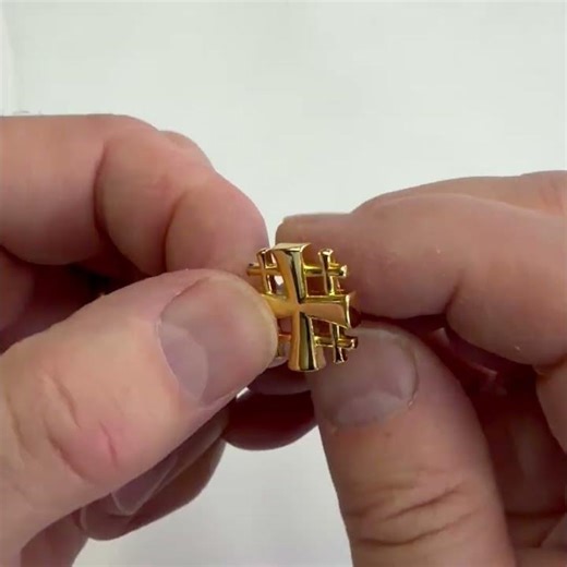 Gold Jerusalem Cross Lapel Pin – Premium Christian Jewelry ✝️ #Shorts