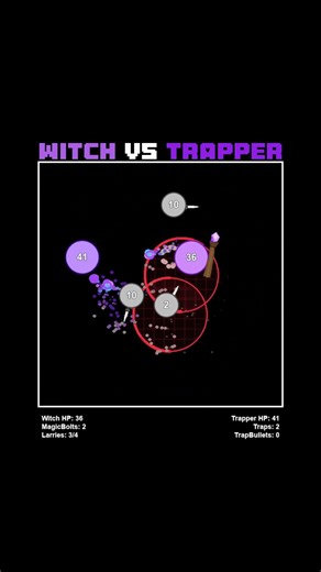 Witch VS Trapper Simulation #bouncingball #code #satisfying #rpg #physics #trapper