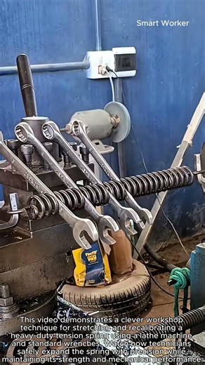 Genius Tension Spring Stretching Trick #worker #process #machining #lathe #tools