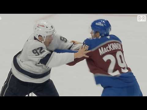 Nathan MacKinnon Drops the Gloves in the First Game of the Season 🥊