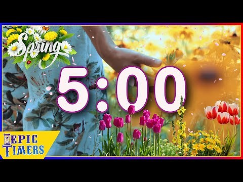 5 Minute Spring Countdown Timer with calm music for classrooms and zoom meetings