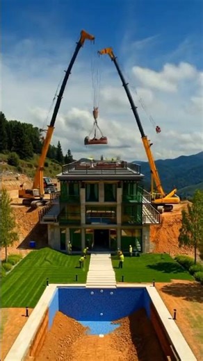 Mountain Side Luxury Villa Construction 🏗️ timelapse #making #shorts