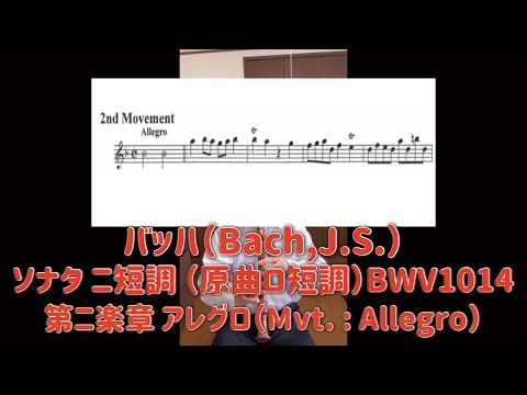 【アルトリコーダー】【バッハ】【楽譜】Bach,J.S.(バッハ)ソナタ ニ短調(原曲ロ短調) BWV1014(第二楽章)