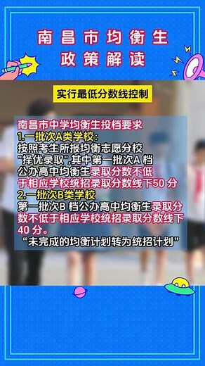 南昌市均衡生政策解读（一） 关于南昌市内各位家长，对于均衡生的了解少之又少。这里老师会就市区和县区做出一个详细的解答！具备均衡生资格的政策可以大大提高学生的选择高校的机会。家长们快快收藏起来吧！#南昌市均衡生 #中考录取分数线 #赣说升学