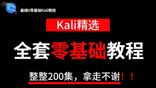 【整整200集】2026最细自学Kali全套教程，拿走不谢，全程干货无废话！从零基础Kali小白进阶到大神看这套就够了！学会即可就业！