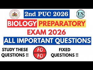 2nd PUC Biology Preparatory Exam Important Questions 2026 || Study these questions and score 70/70